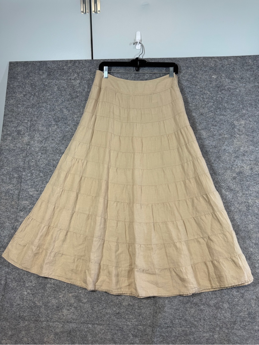 VTG Talbots Irish Linen Maxi Skirt Beige Size 4 Boho Cottagecore Summer Classic